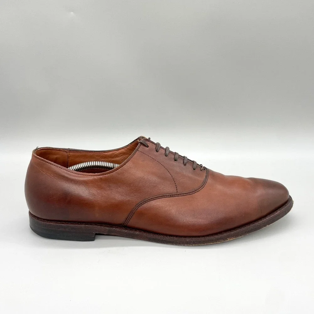 Allen Edmonds Carlyle Plain Toe Oxford Mens 13 D Brown Leather Dress Shoes Derby